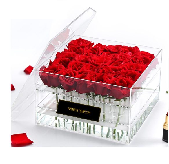ACRILICO 1 Box De Rosas En Caja Acrílica