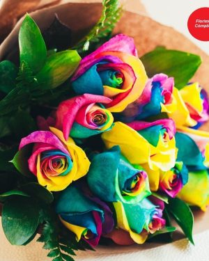 Ramo de rosas multicolores- rosas arcoiris
