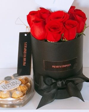 Box negro de rosas rojas