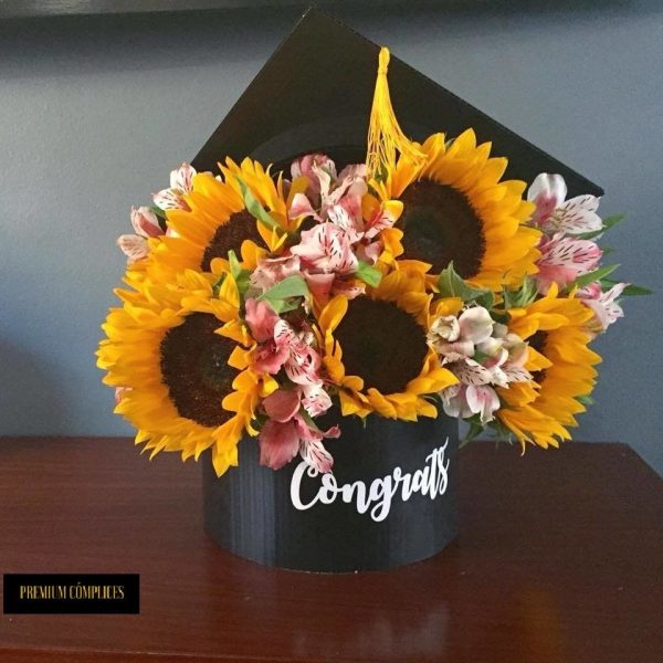 Arreglo de girasoles para graduación