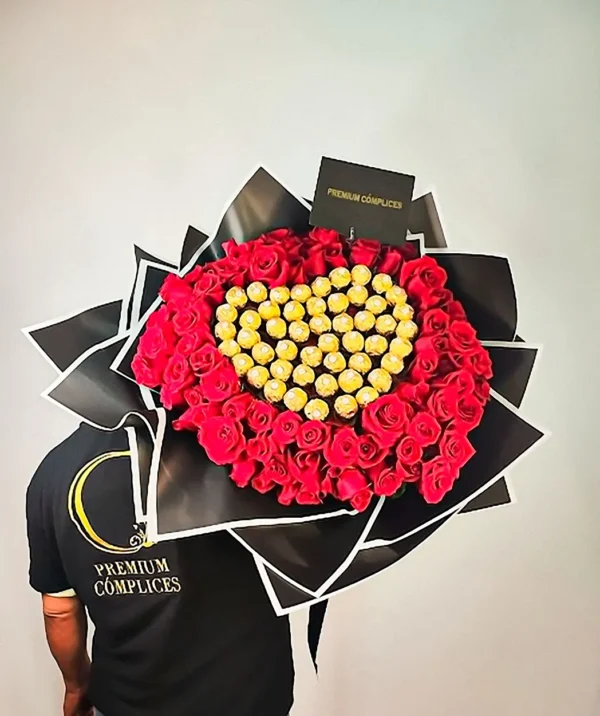 BIG BOUQUET PREMIUM CÓMPLICES 100 ROSAS Y 50 FERREROS-1