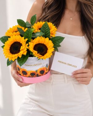 MINI BOX - ELLA SABÍA EL EL SABÍA QUE VENDRIA (4 GIRASOLES EN UN MINI BOX)