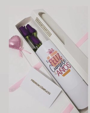 3 ROSAS MORADAS PREMIUM EN CAJA LARGA